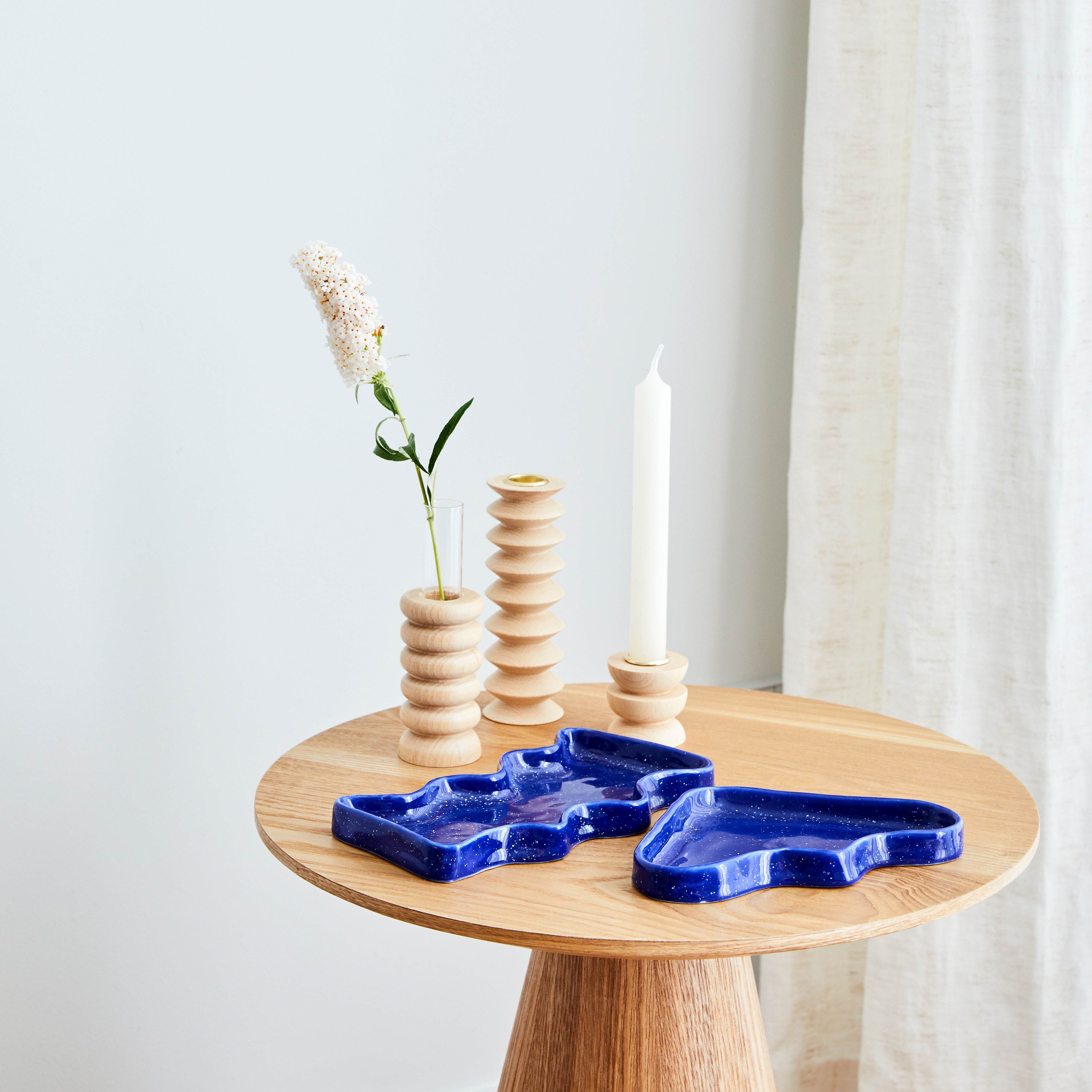 Ceramic Wave Trays - Speckled Blue - Triangle