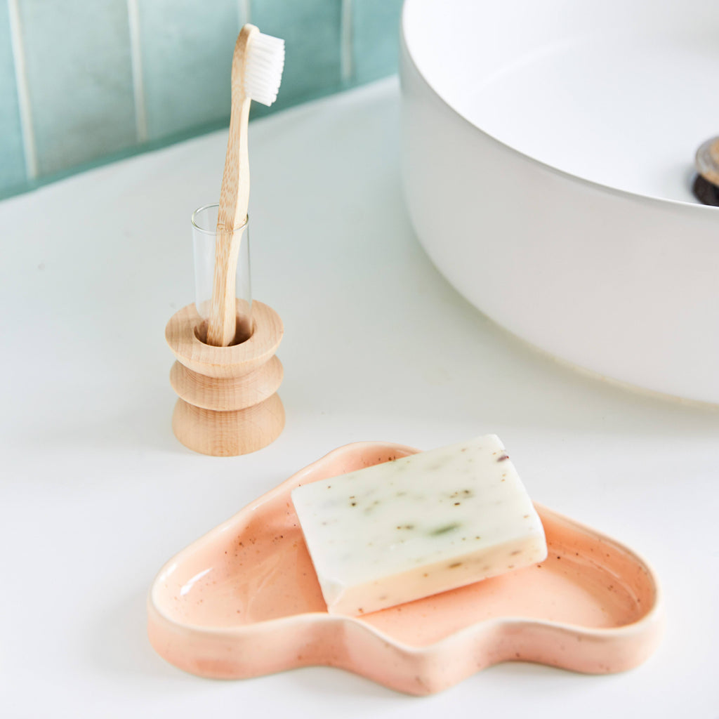Ceramic Wave Trays - Speckled Peach - Triangle-3