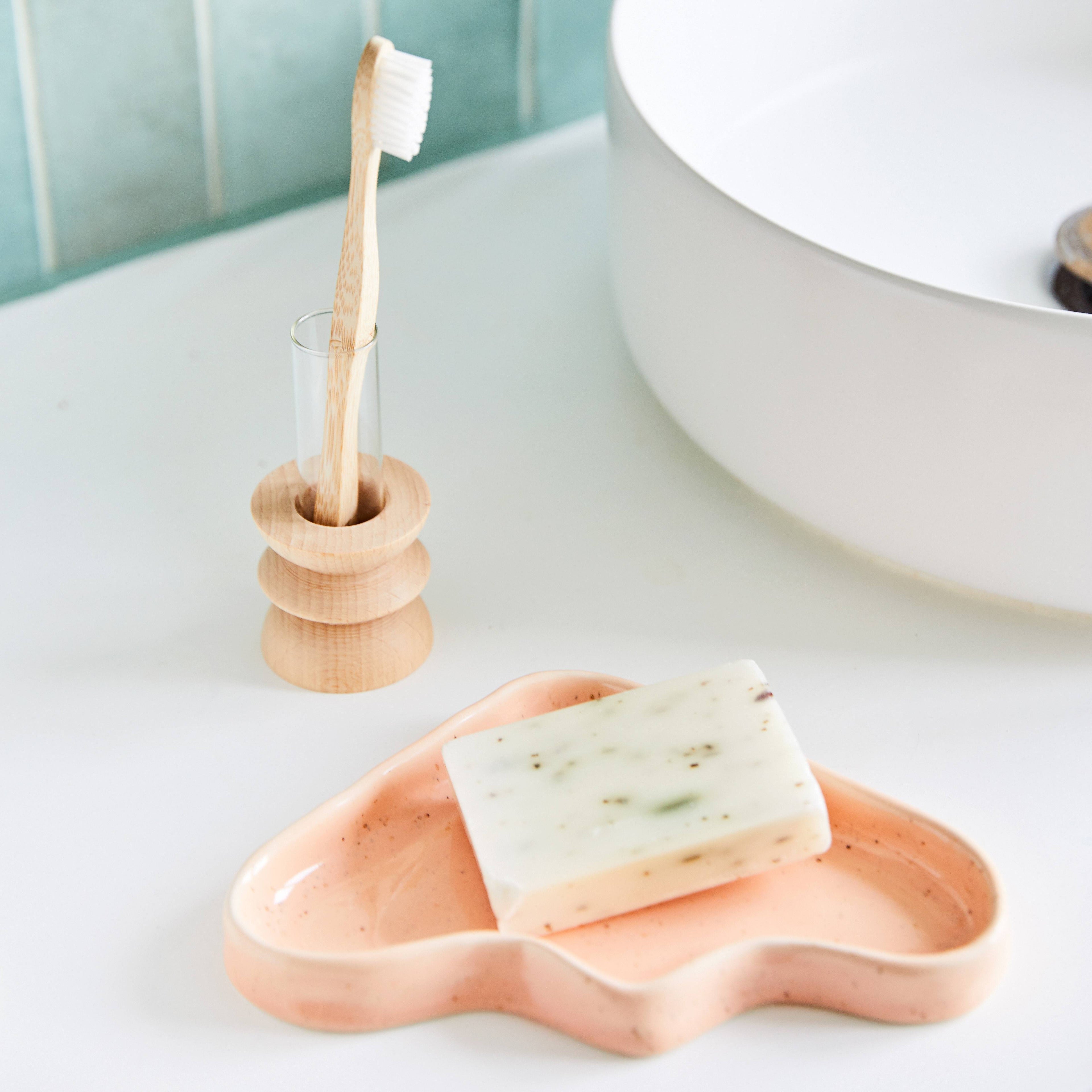 Ceramic Wave Trays - Speckled Peach - Triangle-3